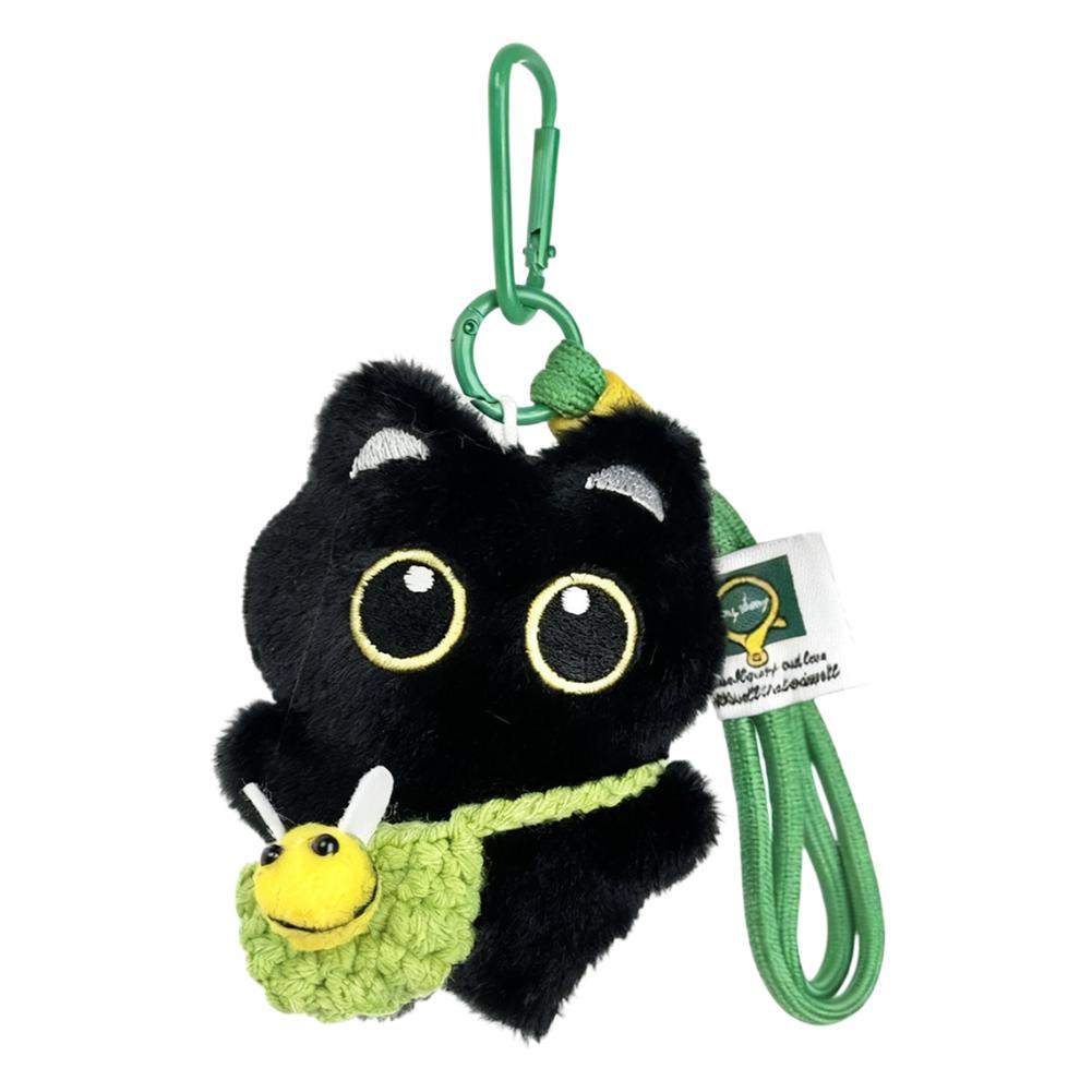 Cute Black Cat Plush Doll Series Toy keychain Decor Bag Pendant For Women Creative Charms Keyring Accessories Gift