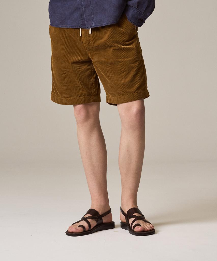 Laijeuaenbillou Garment-Dyed Summer Corduroy Shorts Brown