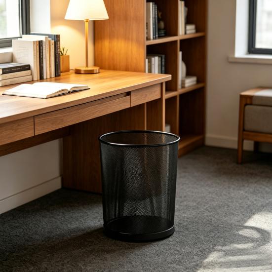 Garbage Can with Polished Rolled Bin Moisture Edges Trash Resistant Rustproof Wastebasket
