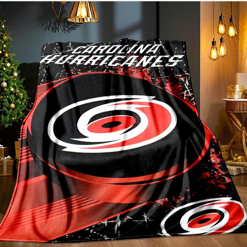 Carolina Hockey Logo Blanket Flannel Throw for Sofa, Indoor, Camping, Living Room, Office, Chair, And Bed Soft Birthday Gift
