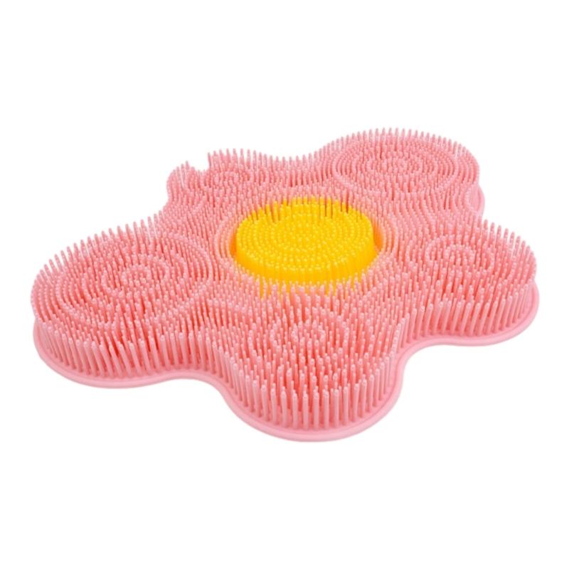 

Portable NonSlip Bath Foot Scrubber Silicone Massage Mat Silicone Back Exfoliating Cleaner For Foot Care Heel Relief розовый