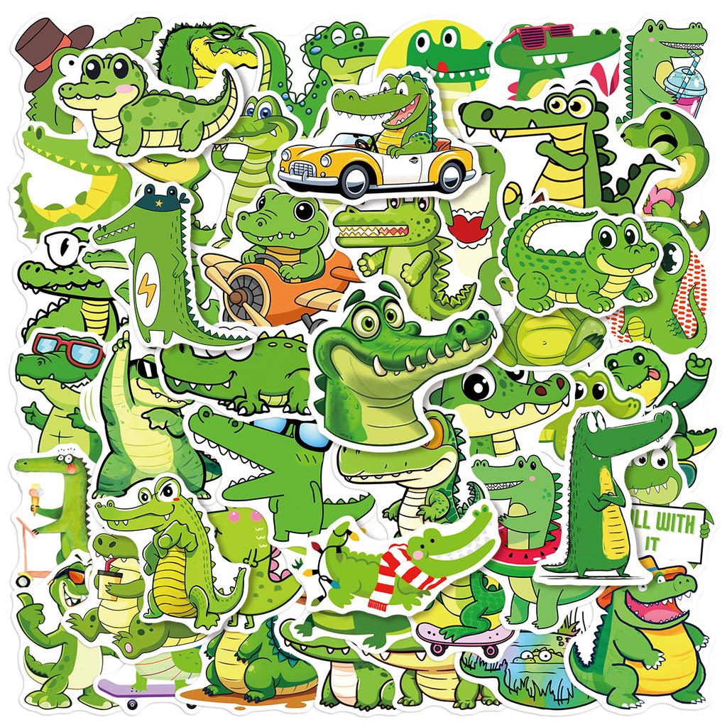 50Pcs Cute Crocodile Cartoon Stickers Kawaii Reptiles Decal Diy Luggage Phone Guitar Cup Scrapbook Waterproof Sticker Kid Toys