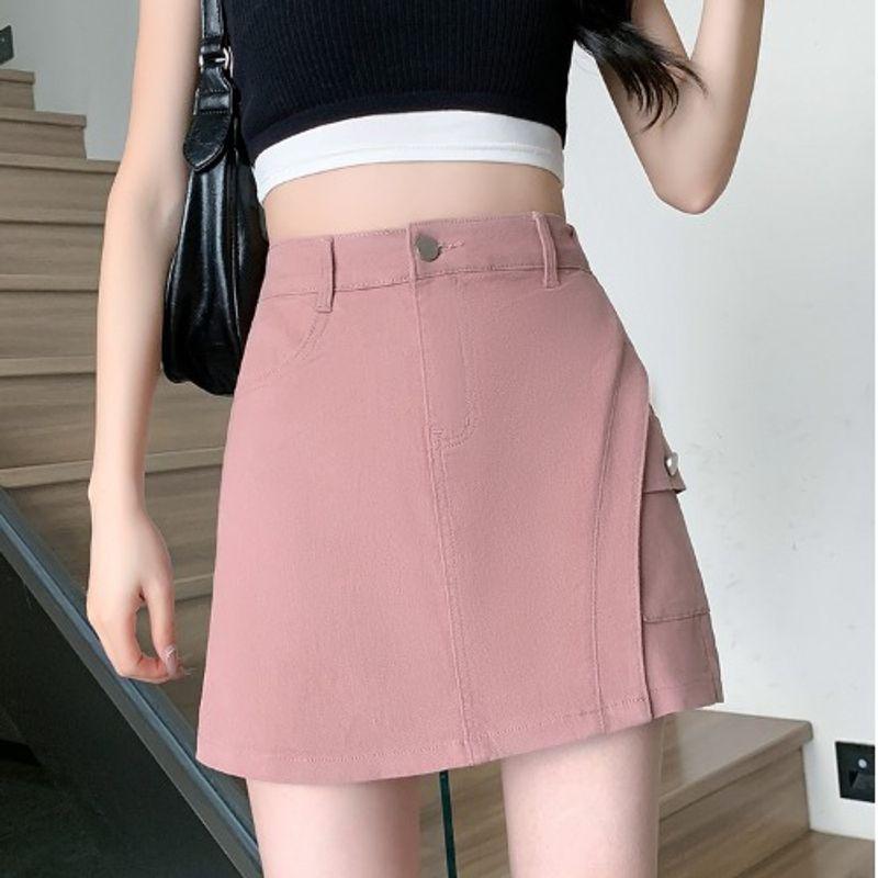 

Маленький Милый Амой Одежда для Женщин Плюс Сайз Полная Девушка Студентка Эластичная Талия А-силуэт Розовый Деним Короткий Кюлот Модный L-5XL Pink 5XL(Suggested 90.00 kg-100.00 kg)