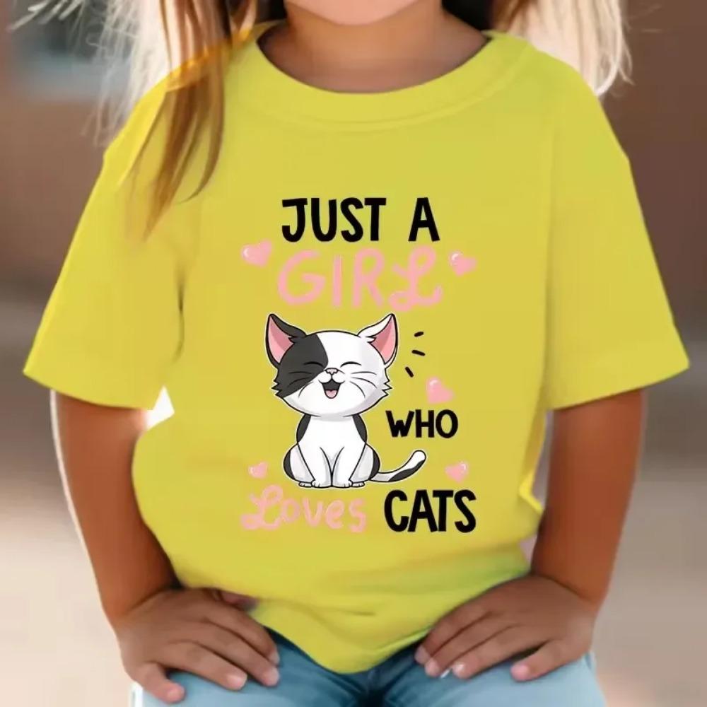 Cute Cat Graphic Children's T-shirt Summer Short-sleeved T-shirt