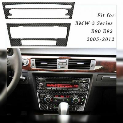 For BMW 3 Series E90 E92 2005-2012 Carbon Fiber Console CD & AC Panel Cover Trim