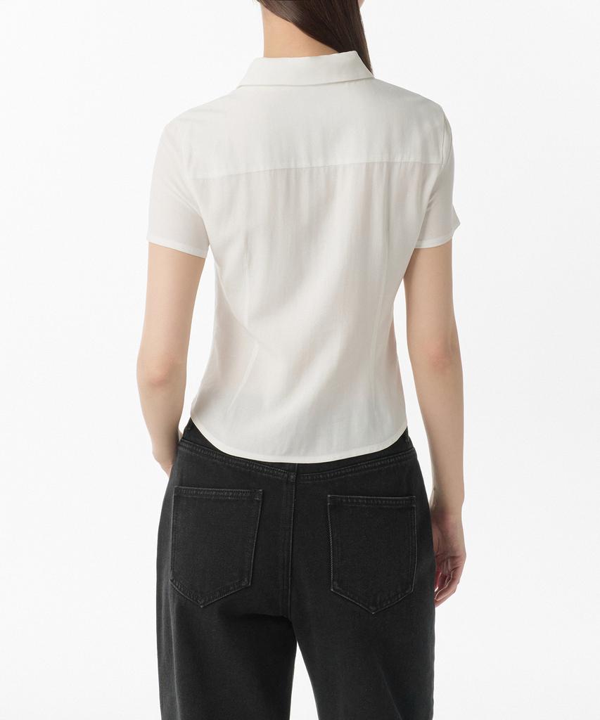 MUSINSA STANDARD WOMAN Women'S Slim Fit Tie Short Sleeve Blouse [Ivory]