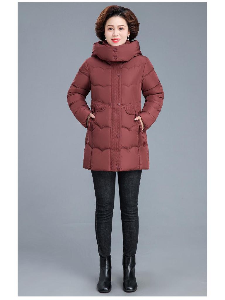 2025 Mid-Length Cotton Padded Jacket: Warm Winter Coat for Middle-Aged & Elderly Women