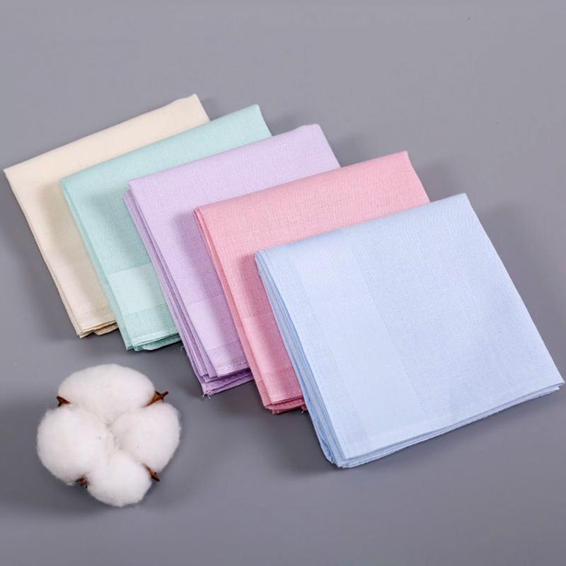 1Pc Hand Towel Female Solid Color Square Handkerchiefs Wedding Party Women's Cotton 40x40CM