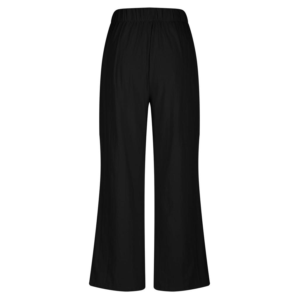 Women Casual Two Piece Set Cotton Linen Shirt Drawstring Wide Leg Pants Lightweight Breathable Relaxed Fit Outfit for Everyday Wear