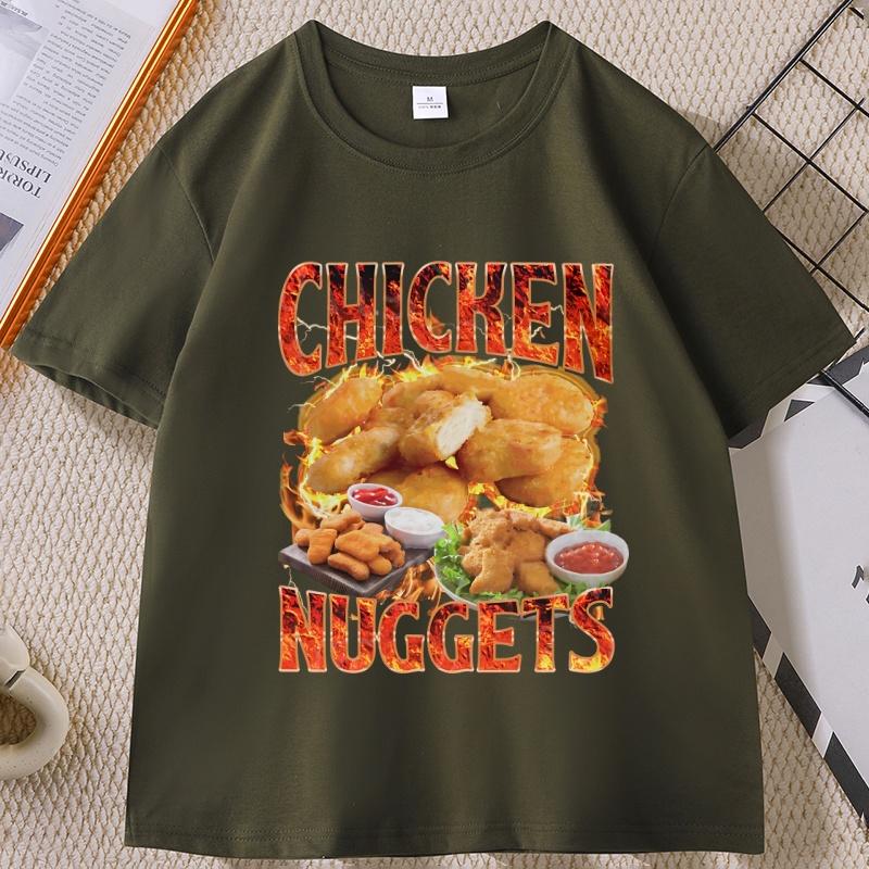 Chicken Nuggets Vintage 90s Graphic Tshirt for Unisex Women Cotton Short Sleeve Round Neck Printed Tshirt Unisex Vintagel Unisex Tops