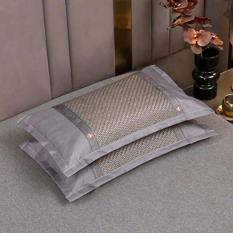 Cooling Buckwheat Pillow Adults Students Breathable Ice Silk Bamboo Cover Single Bed