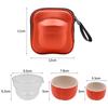 NUZAMAS Portable Travel Tea Set for Adults, Orange Quick Cup, 3 Ceramic Teacups with Teapot for Outdoor Camping, Home, and Office Use