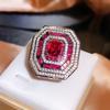 Copper New Lady Magenta Wine Stained Rose Big Carat Zircon Ring Female Damascus Rose Diamond Ring Party Birthday Gift