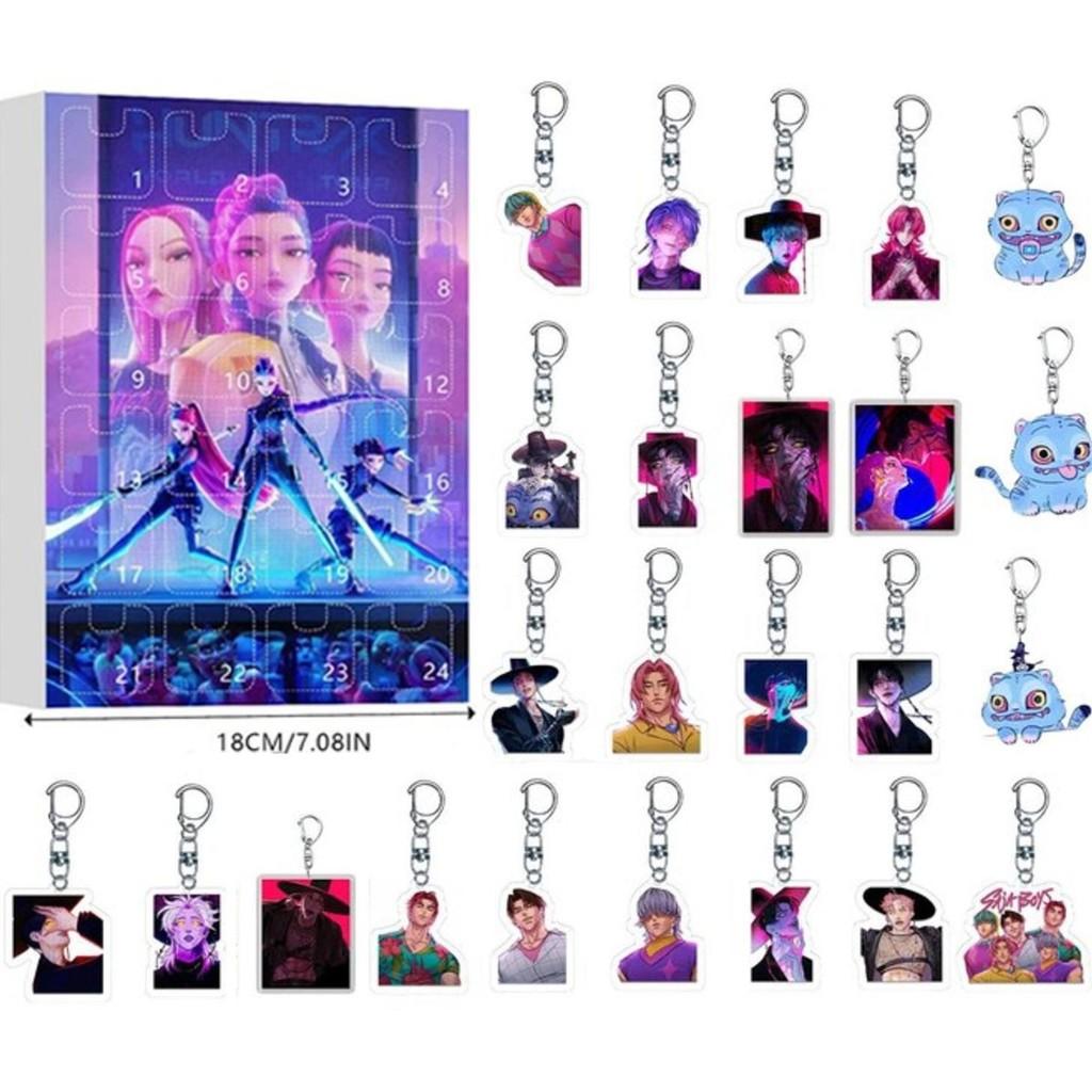 Kpop Demon Hunters Christmas Countdown Calendar With Acrylic Keychain Car Decor Gifts For Fans