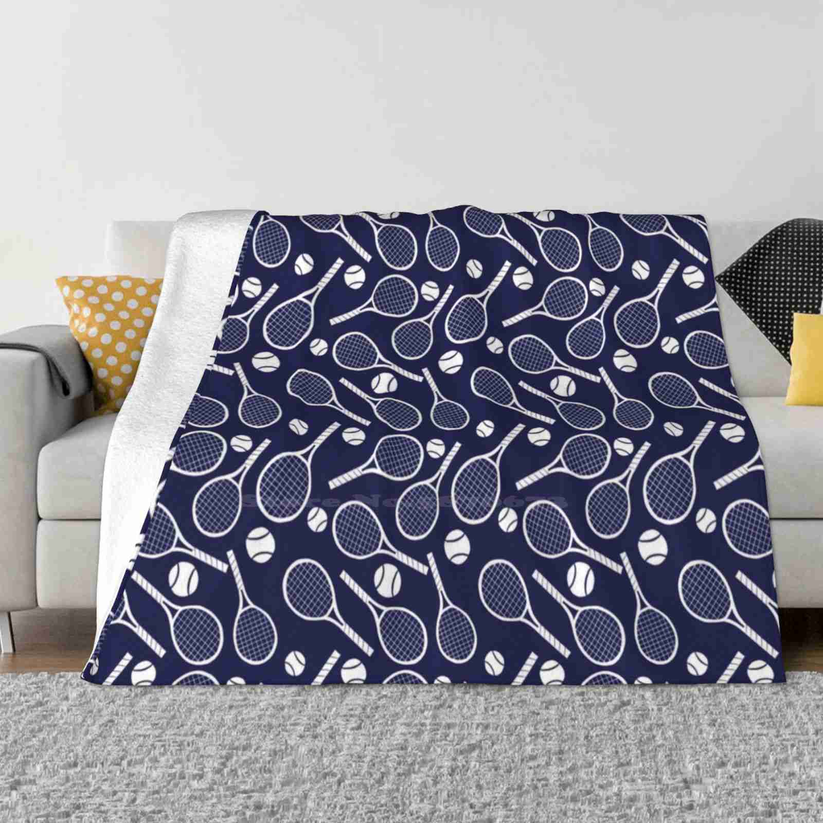 

Keep Calm And Play Tennis For Home Sofa Bed Camping Car Plane Travel Portable Blanket Tennis Racket Tennis Ball Sports Play Navy 30x40in