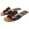 Zara Retro Versatile Trendy Chocolate Embossed Flat Leather Non-Slip Slide Sandals Women Sandals Brown 12612510116