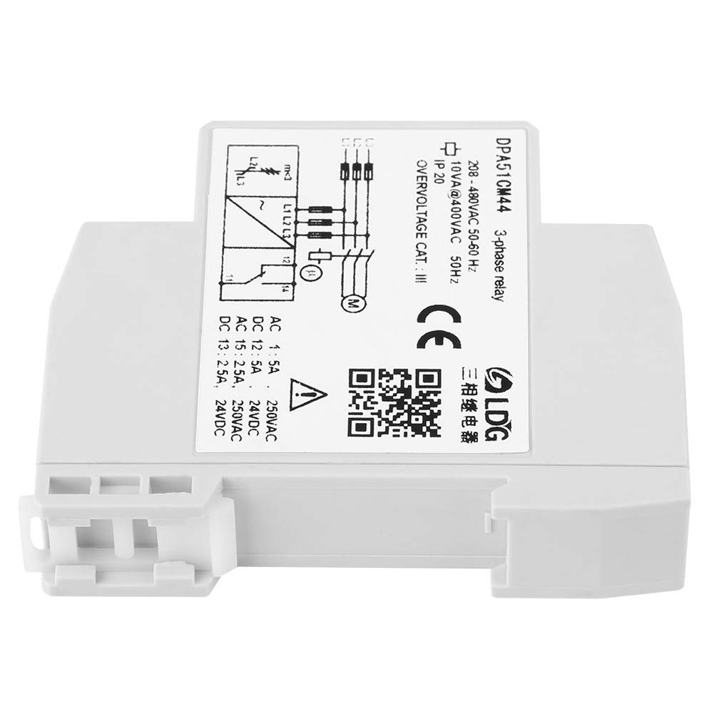 EVTSCAN Latest DPA51CM44 3-Phase Monitoring Relay, CurrentVoltage Monitoring Relay Phase Sequence Protector for ThreePhase System, Without Neutral,