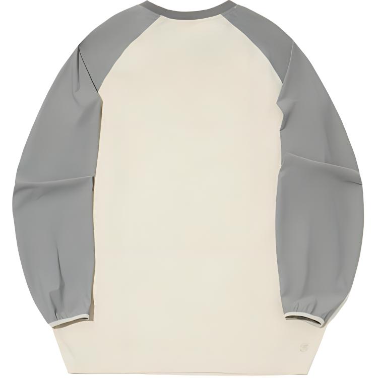 Li Ning Casual Loose Comfortable Pullover Long Sleeve T-Shirt Unisex Tops Oatmeal-Gray Shadow-Gray ATLU211-2
