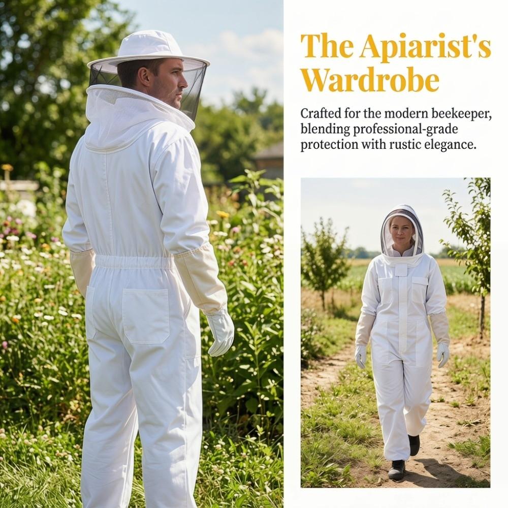 Set 1 Breathable Professional Beekeeping Suit White Full Body Beekeeping Suit Beekeeping