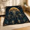 Three Elephants Golden Moon Coral Fleece Blanket Safari Decor