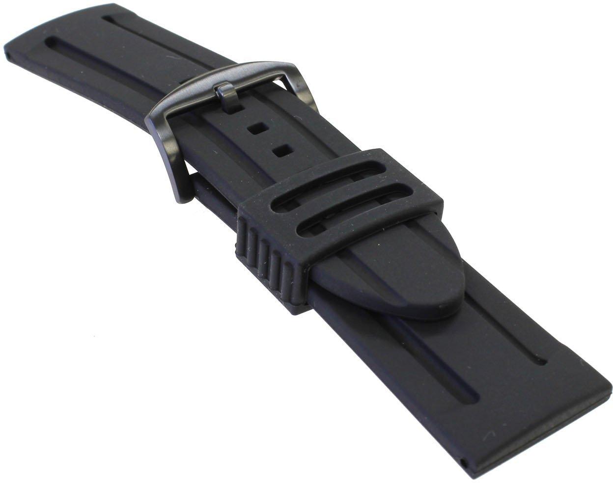 

BAMBI Watch Band Silicone Rubber Black 30mm Black IP Lock [Bambi] BG008A-30