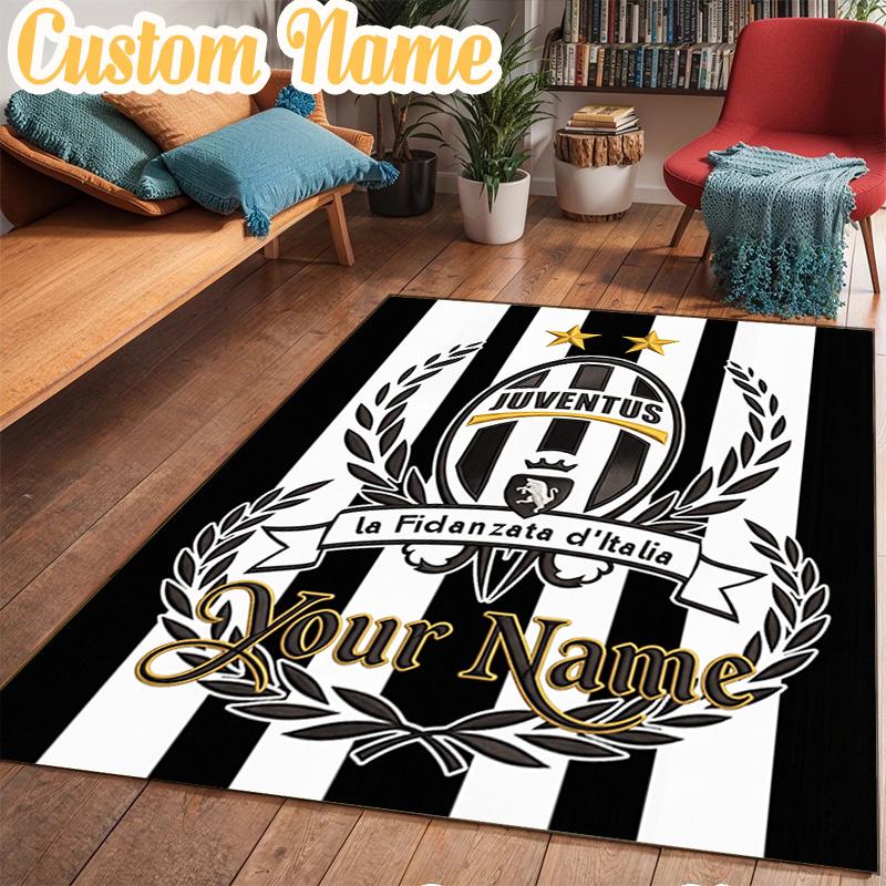 Custom Name Juventus Football Crest Rug Office Rug Chair Mat Non Slip Carpet Rugs for Bedrooms Dining Room Living Room Home Decor gifts
