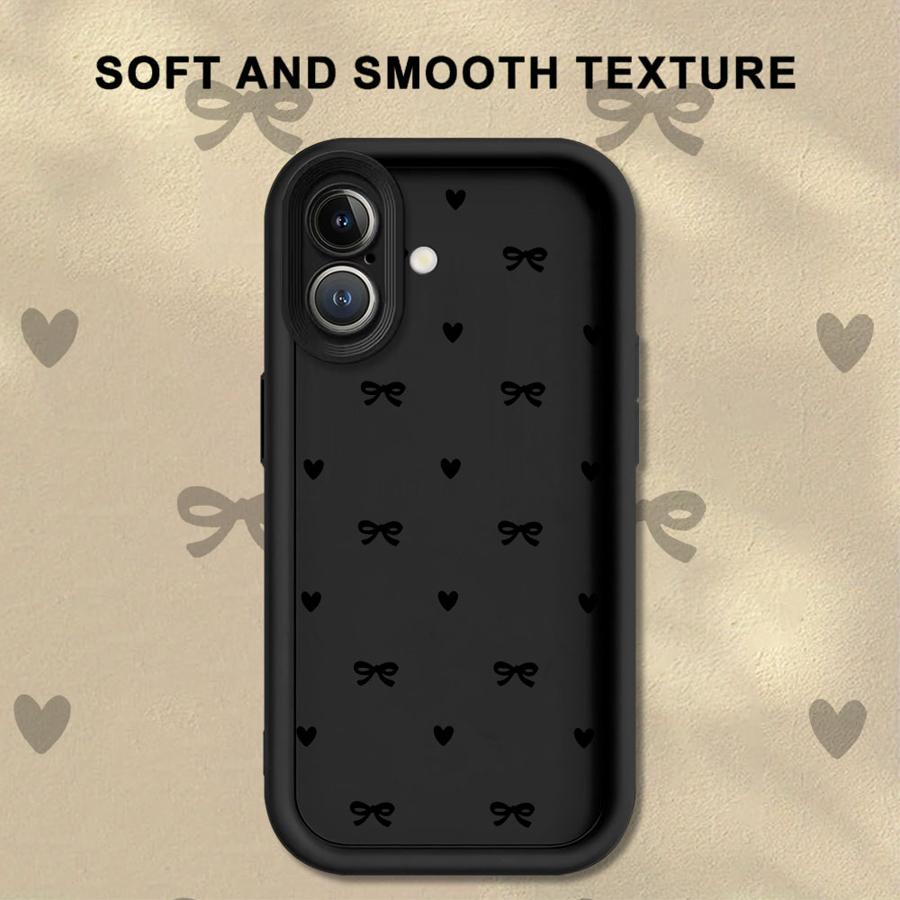 

INS Korean Cute Love Heart Bow Phone Cover Case for iPhone 17 Pro Max 13 14 15 Plus 11 Air 12 Pro 16 iPhone17 Pro