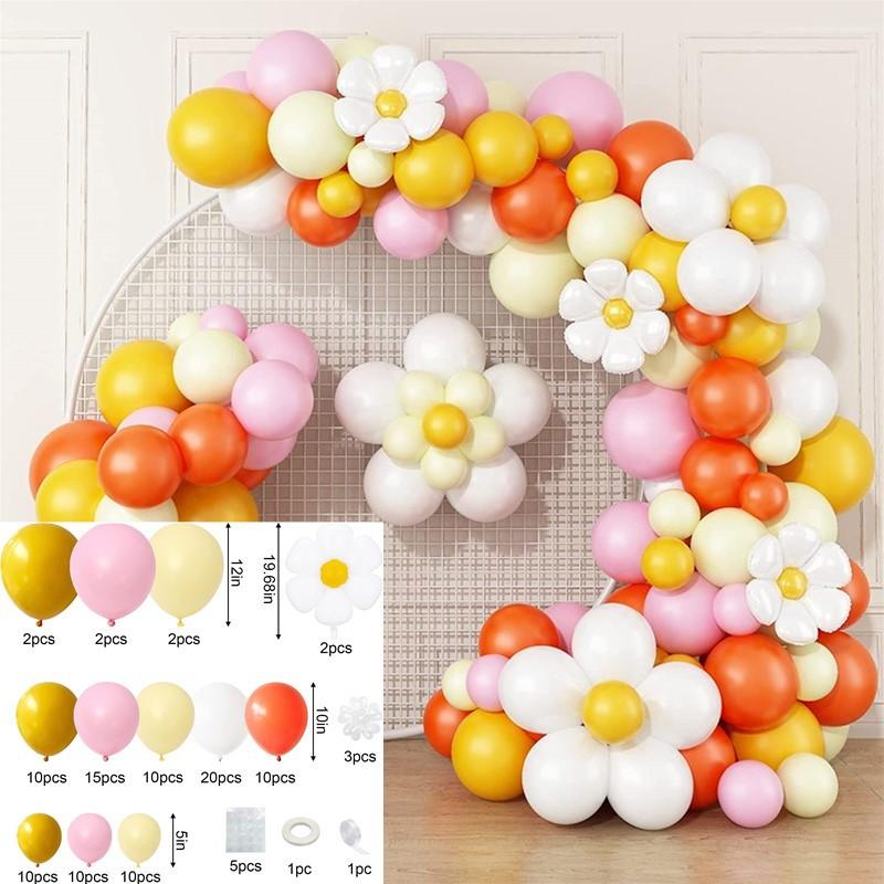 Colorful Macaron Little Daisy Wind Simple Girl Wedding Dessert Table Venue Arrangement Balloon Wreath Set