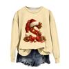 Women's Fashionable Casual Long-Sleeved Christmas Letter Print Crew-Neck Sweatshirt