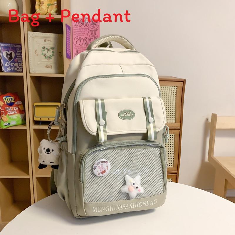 Color Contrast Student Backpack With Nylon Construction And Multifunctional Design