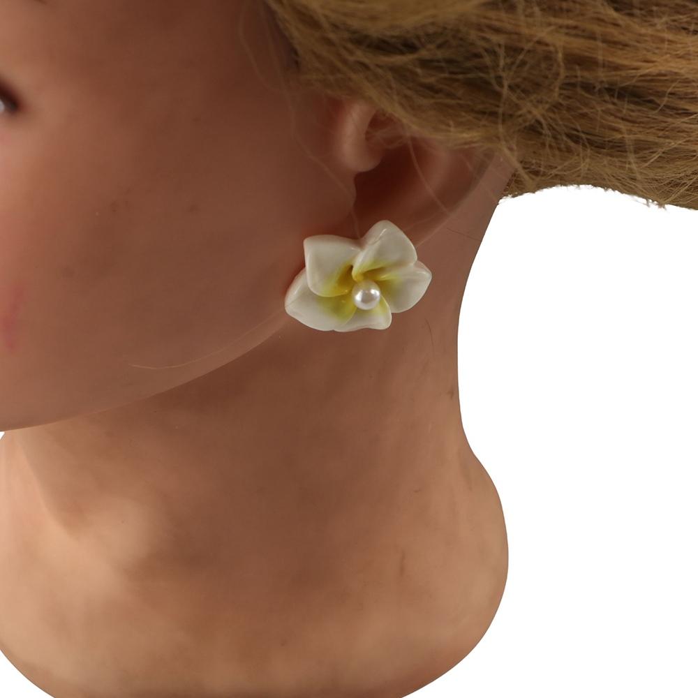 Hawaiian Plumeria Flower Earrings Korean Style Pearl Earrings Studs  Hipster