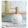 Gold Soap Dispenser for Bathroom or Kitchen, Cute Marble Round Ceramic Lotion Bottle, Rust-Free Pump(White)
