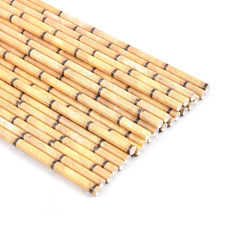 25 sztuk papierowe słomki bambusowe słomki z nadrukiem hawajska dżungla tropikalny nadruk bambusa