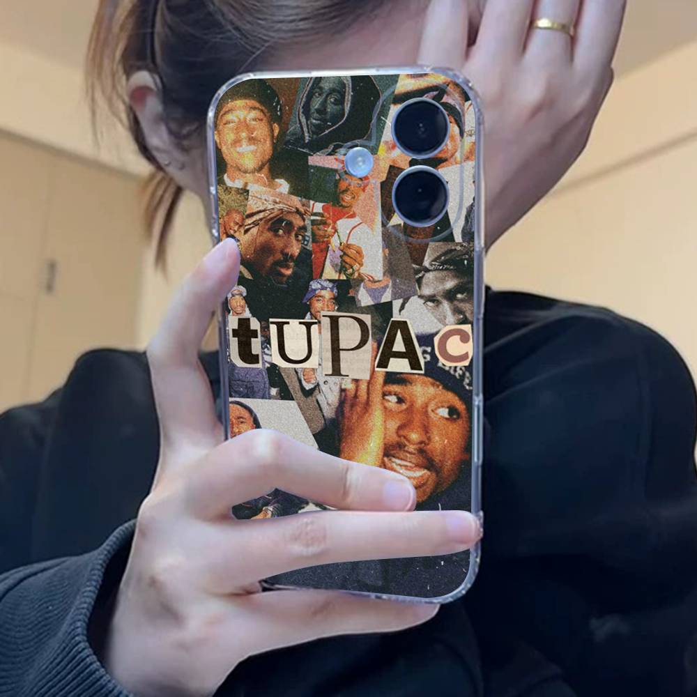 

Rapper 2Pac Singer Tupac Phone Case For iPhone 17 16 15 14 13 11 12 Pro Max Mini Plus Shockproof Transparent Soft TPU iPhone 15