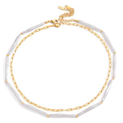 Youthway Elegant Imitation Pearl Necklace For Women  Gold Plated Stainless Steel Chain Necklace Simple Fashion Jewelry Gift
