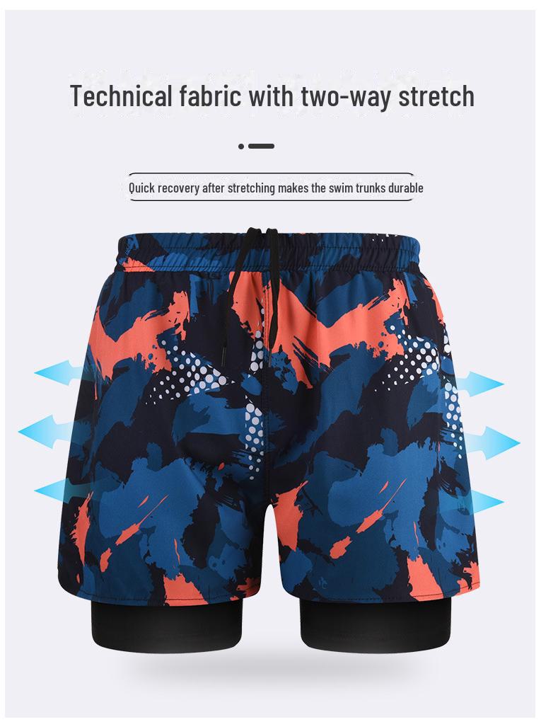 Pánské rychleschnoucí dvouvrstvé plavky proti rozpakům – velké profesionální boxerské plavky do horkých pramenů