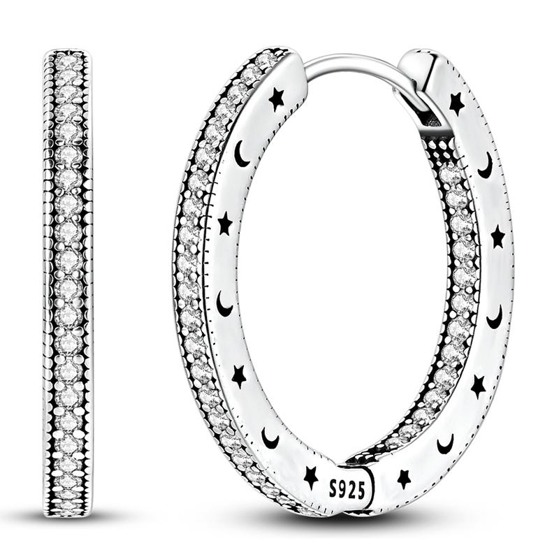 925 Sterling Silver Earrings Eternal Infinite Love Heart Starlight Hoops Earrings for Women Ladies Wedding Jewelry Fashion Gifts