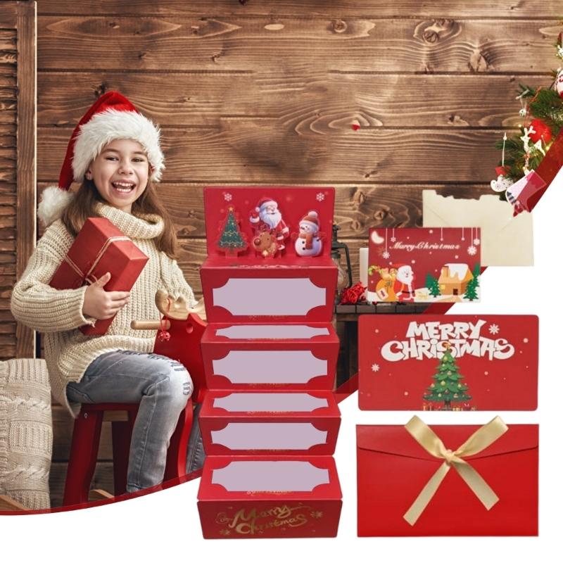 Gift Envelopes 6 Compartments Christmas Card Organiser Santa Snowflakes Decorative Paper Packaging For Parties Event