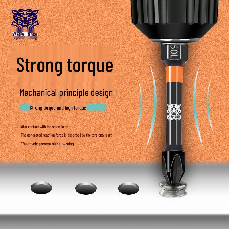 Phillips Magnetic High Hardness Extended Anti-Slip Electric Screwdriver Bit, Hex Shank, Rustproof.