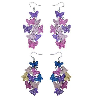 Metal Butterfly Earrings Purple Colorful Long Earring Party Jewelry Holiday Gift