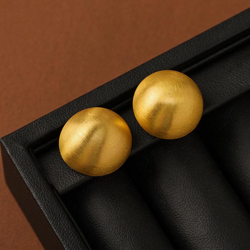 Elegant Frosted Gold & Silver Bean Earrings - Japanese & Korean Design, High-End Metal Style for Women