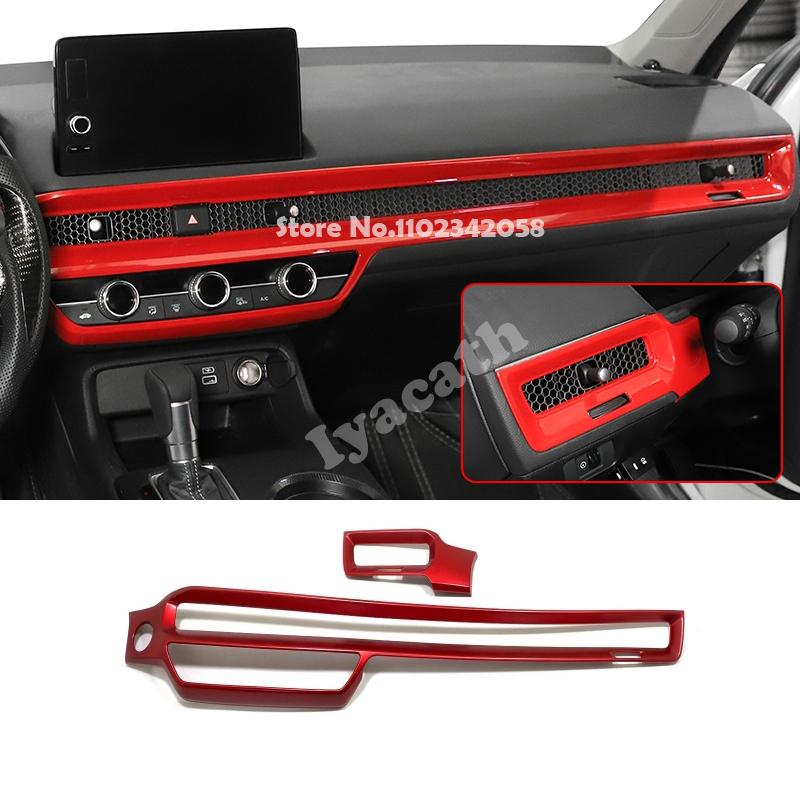 For Honda Civic 11th Gen   ABS Interior front dashboard Air Condition Switch Outlet Frame Central Control Strip trim
