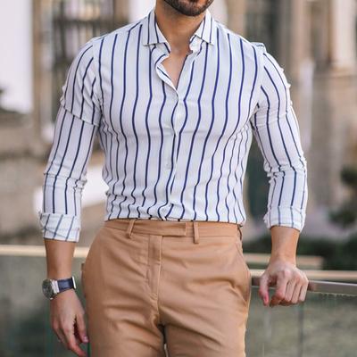 2026 Spring New Long Sleeve Shirt Striped Men's Casual Cardigan Top