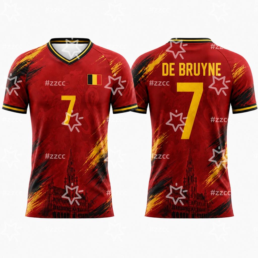 2026 Belgian Fan Football Jerseys De Bruyne, Lukaku Football Jerseys Summer Sports Men's T-Shirt Kid's Clothing Tee Y2k Woman