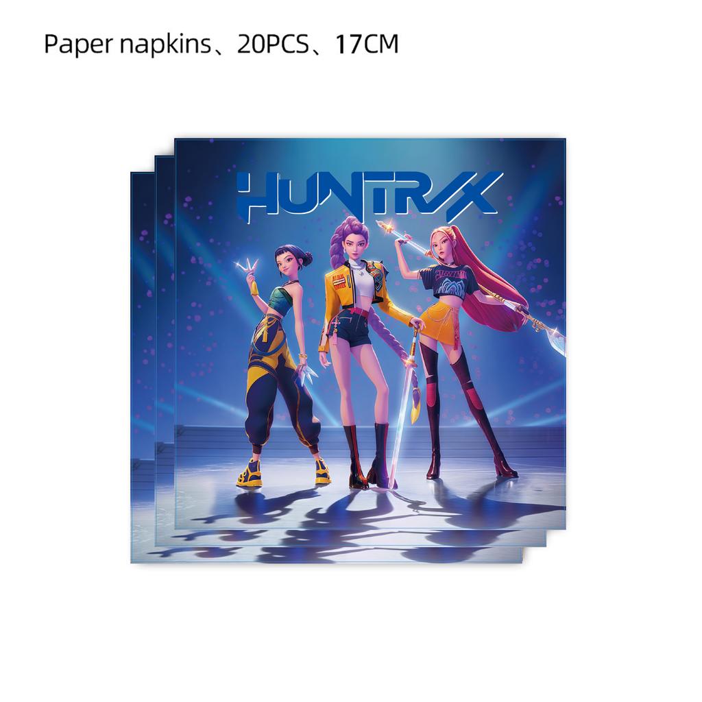 K Pop Dämonenjäger Geburtstagsdekoration Luftballons Partyzubehör Einweggeschirr Banner Girlande Babypartyzubehör Geschenke