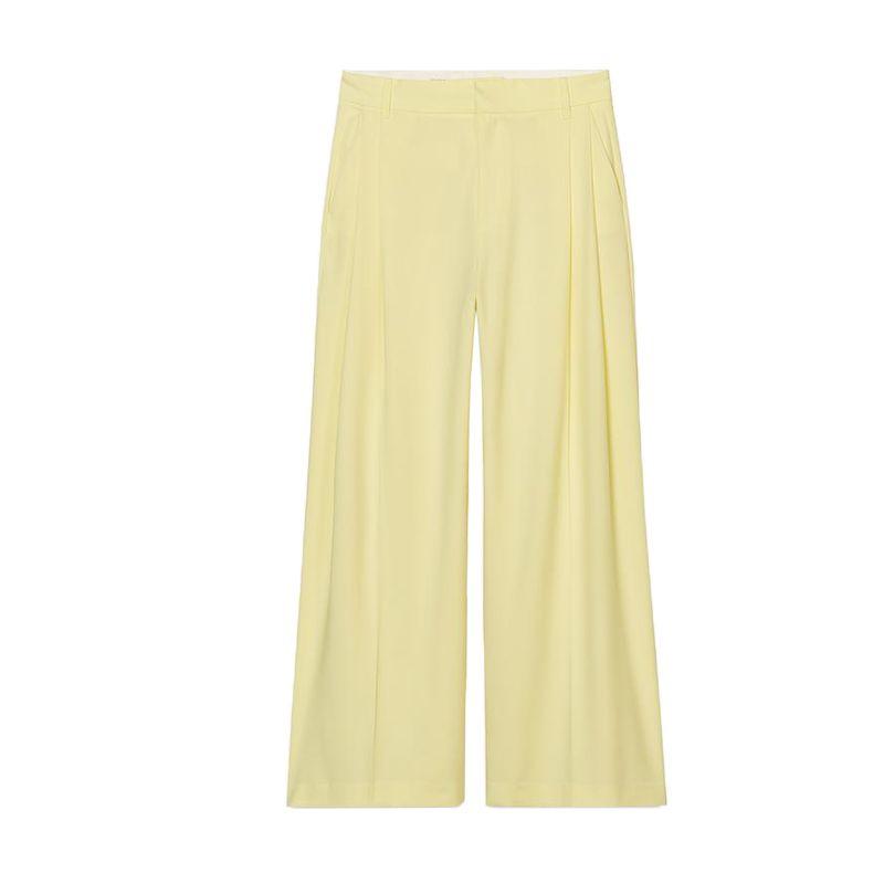 Hanging Collar Vest-Style Tops Vest 2010832 Pairs of Pleated High Waist Simple Graceful Casual Pants 4661428