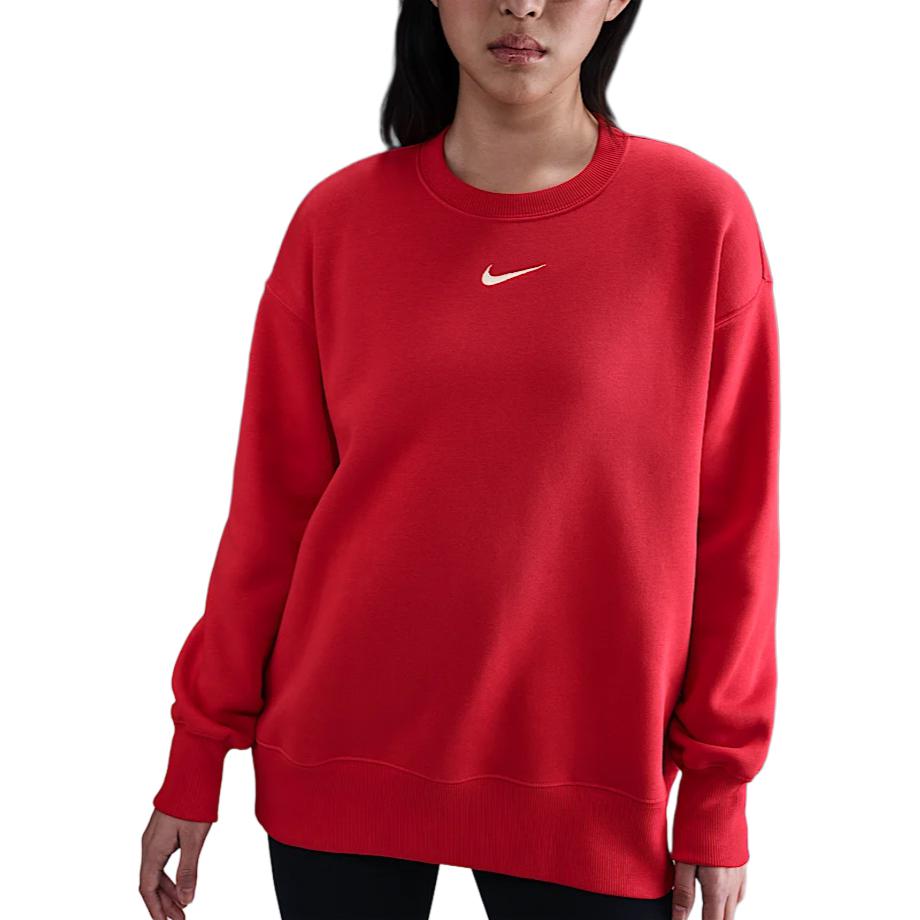 Nike Phnx Flc Os Long Sleeve Crewneck Logo Sweatshirt Women Sweatshirt Red FZ4271657