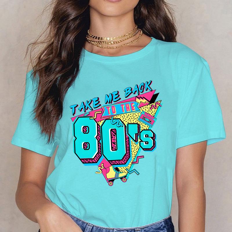 Take ME BACK TO THE 90'S Fun Letter Printed Casual Loose Round Neck Cotton Short Sleeved Top T-Shirts Women’s