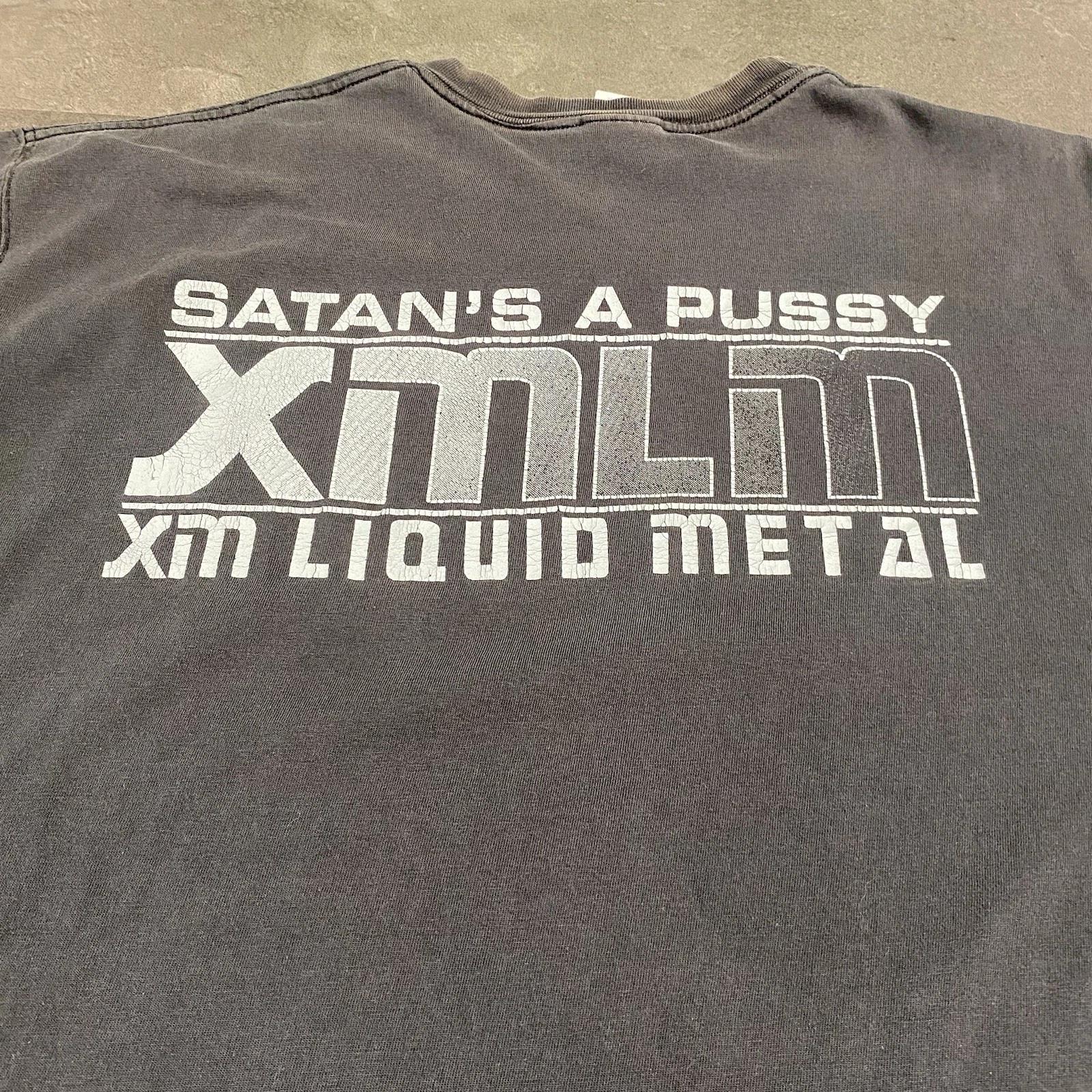 Vintage 90s 00s Sirius XM Satellite Radio Liquid Metal Satans a P***y T-Shirt M