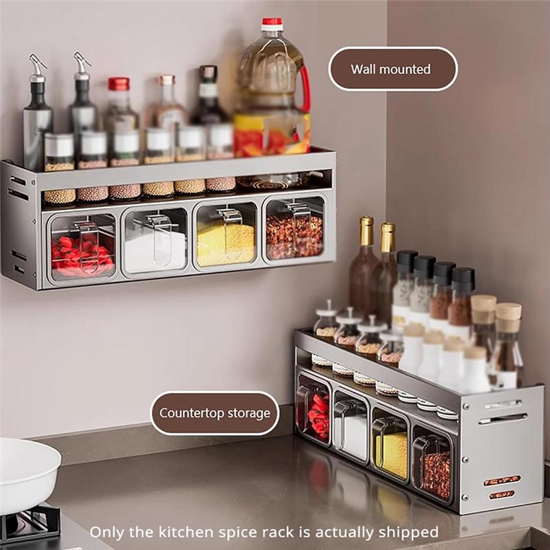 Spice Rack Organizer Wall Mounted Kitchen Spice Rack For Countertop Seasoning Box Spice Organizer For Kitchen Seasoning